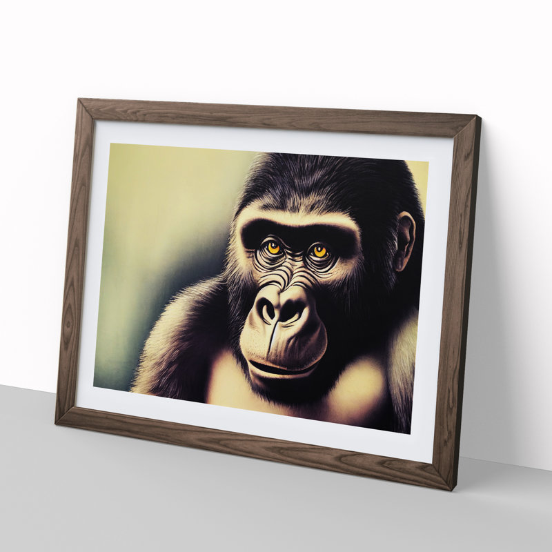 Great Gorilla - Print, 46cm H x 64cm W, Walnut