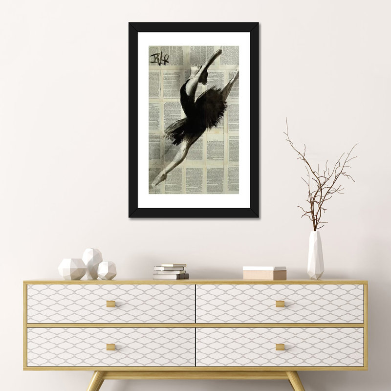 "In Flight" par Loui Jover-impression d’art graphique, Papier encadré noir, Blanc, H 24 po x l 16 po x P 1 po