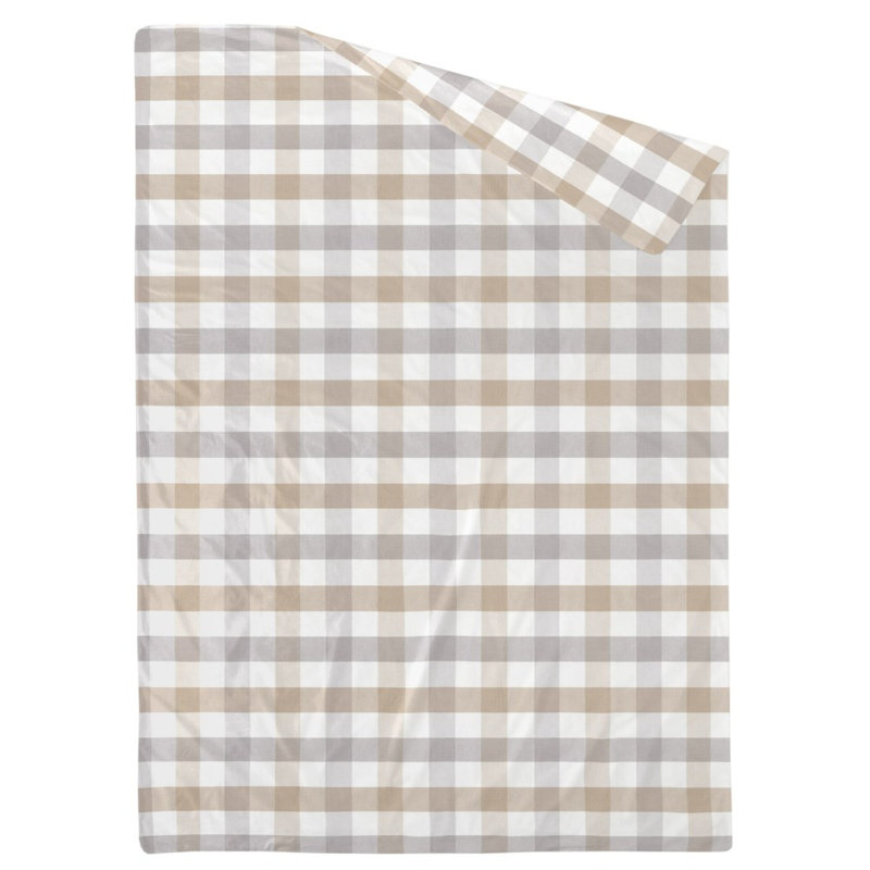 Polyester Percale Checkered Duvet Cover, Taupe/Gray, Twin Duvet Cover