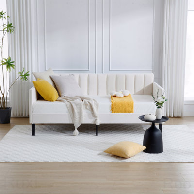 Twin Velvet Upholstered Daybed Frame, Ribbed Tufted