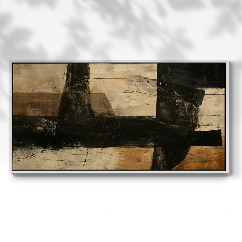 Abstrait, série CCLXVI, toile tendue avec châssis, prête à être accrochée, H 25 po x l 49 po, Blanc