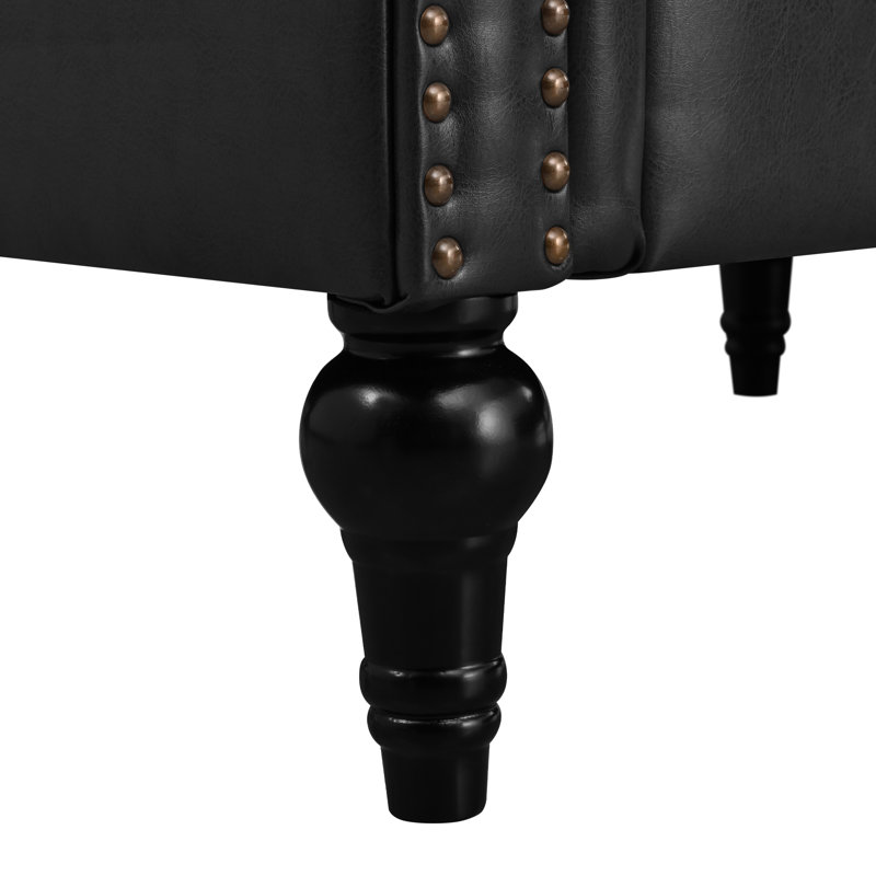 Spacieux canapés modernes en cuir synthétique, Chesterfield réversible avec accoudoirs roulés pour le salon