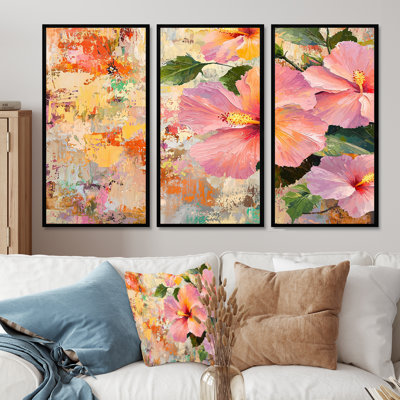 Hibiscus en fleurs au Mexique - ensemble de salon Hibiscus Wall Art