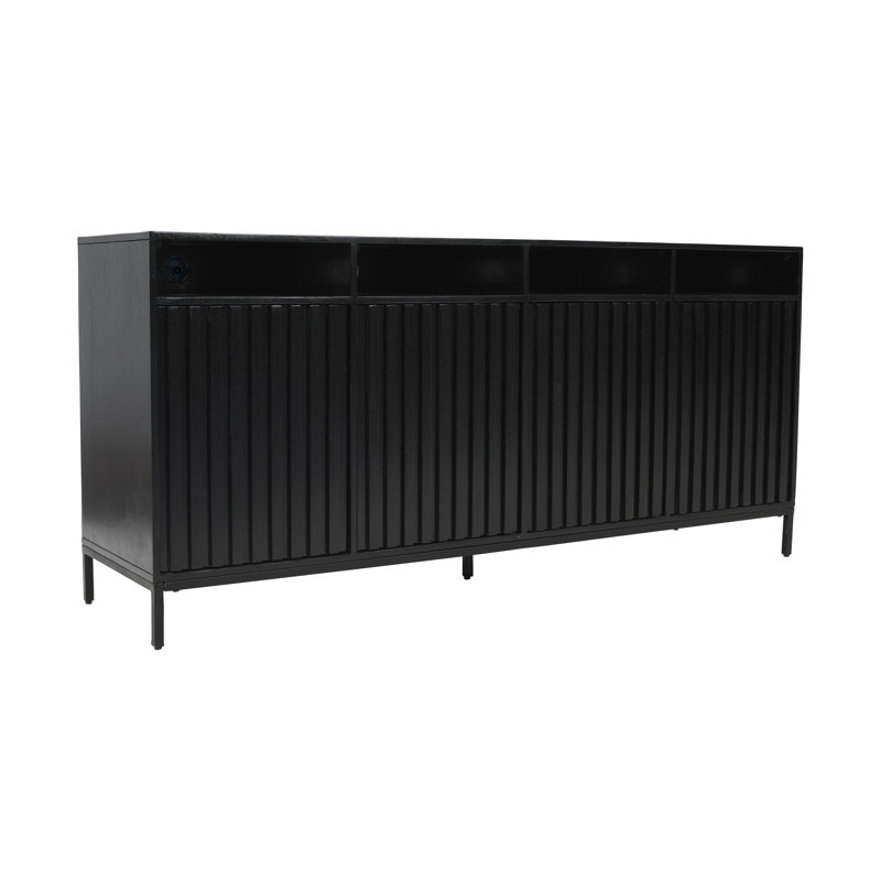 Armoire-meuble télé Sylar, Noir, H 30 po x l 70 po x P 18 po