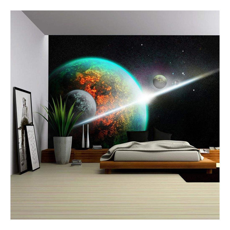 Planet In Outer Space Galaxy Border, 66" L x 96" W