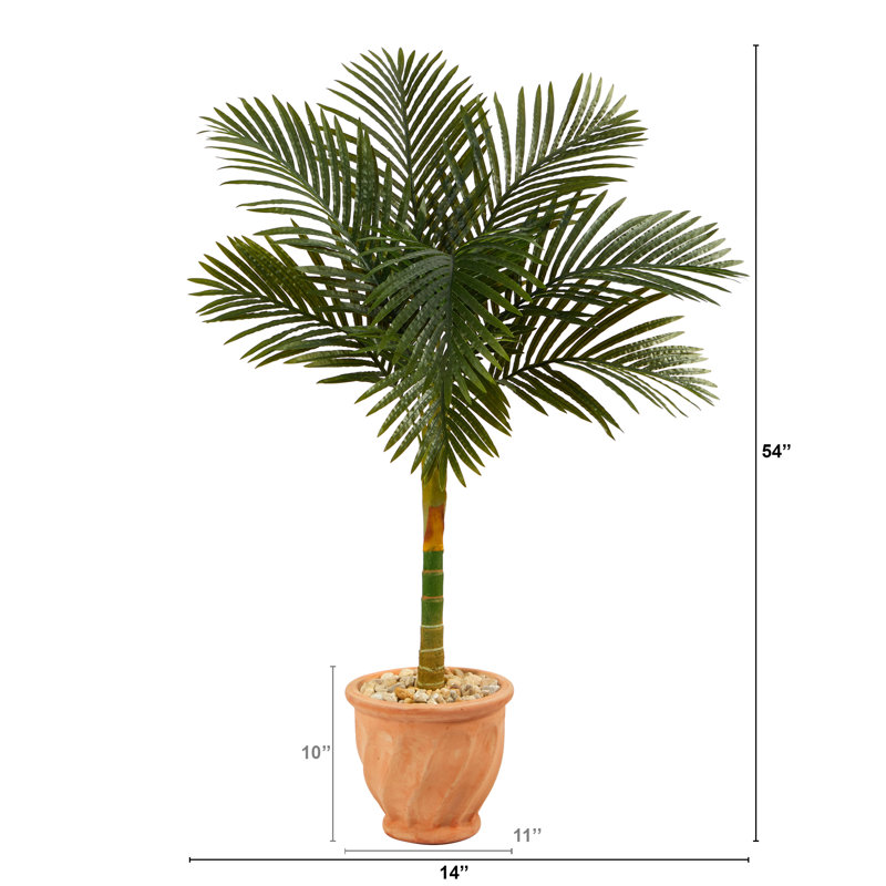 Palmier artificiel en pot, H 54 po x l 14 po x P 14 po