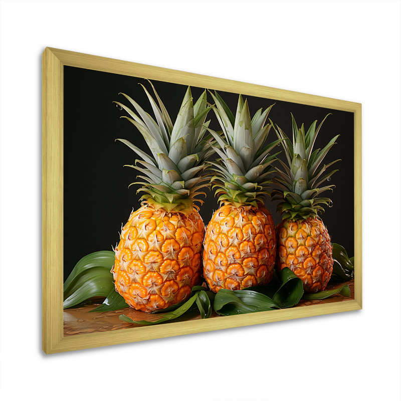 Doux ananas juteux délice, H 30 po x l 40 po x P 1,5 po, Cadre photo doré simple
