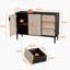 Armoire de rangement à 3 tiroirs, buffet à 2 portes, armoires décoratives Mid-Century avec tablette réglable, armoires de cuisine pour vestibule, salon, bureau, salle à manger, chêne