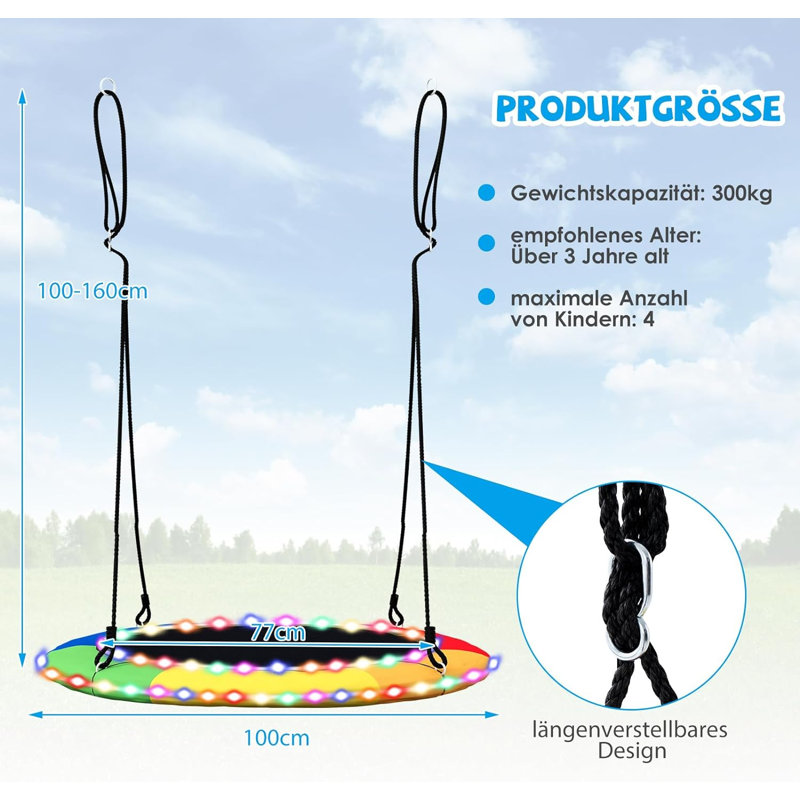 Freeport Park Swing Seat with Chains, Colourful