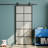 10-Lite Metal Frame Sliding Frosted Tempered Glass Barn Door with Installation Hardware Kit(Soft Close Inclued)