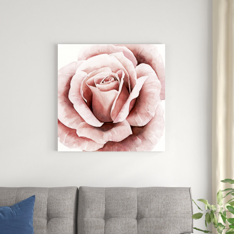 «Pink Rose II», peinture sur toile, H 30 po x l 30 po x P 1,25 po, Toile tendue