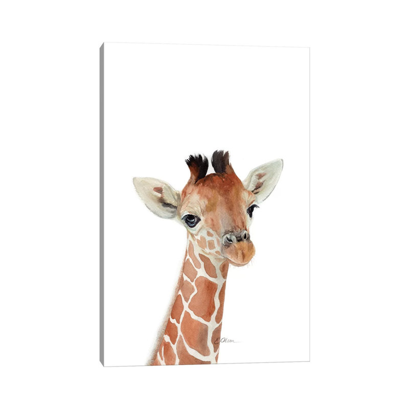 Baby Giraffe - Wrapped Canvas Painting, 30.48cm H x 20.32cm W x 1.91cm D