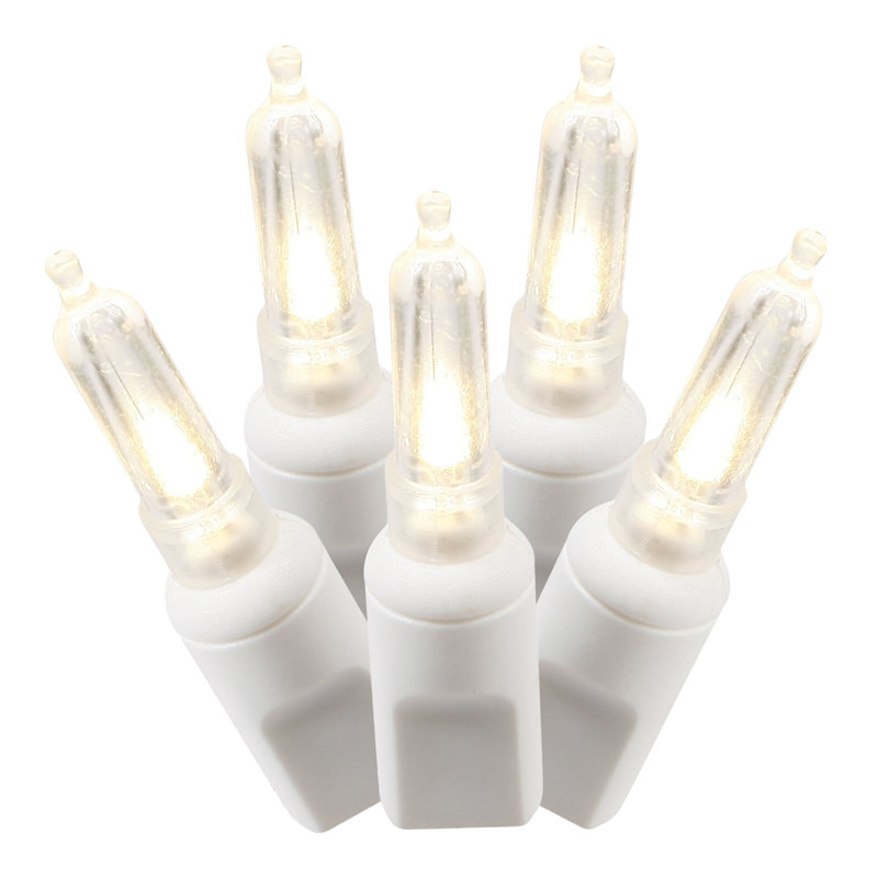 Single Mold Italian LED Christmas Light Set White Wire, Warm White