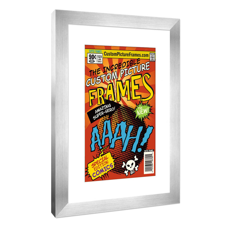 Wood Picture Frame with Mat, Silver/White, 7.125" x 10.5"