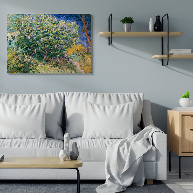 «Bush on the Water Green Blue Van Gogh Classical» par Vincent Van Gogh - reproduction d'art, H 36 po x l 48 po x P 1,5 po