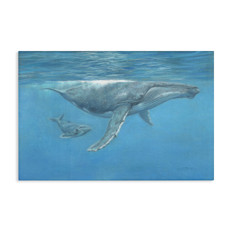 Toile sous-marine à baleine à bosse, conception de David Stribble, H 20 po x l 30 po