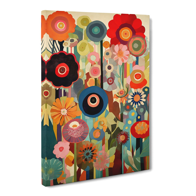 Becquere Retro Flowers Vol.4 - Wrapped Canvas, 50cm H x 35cm W x 3cm D