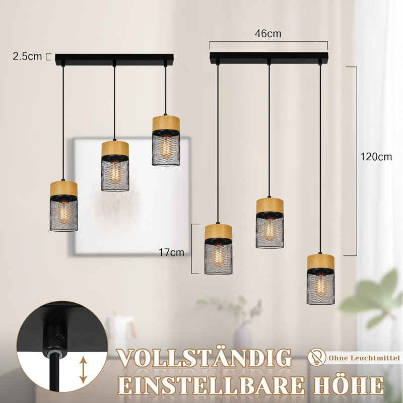 3 - Light Matte Black Cylinder Pendant