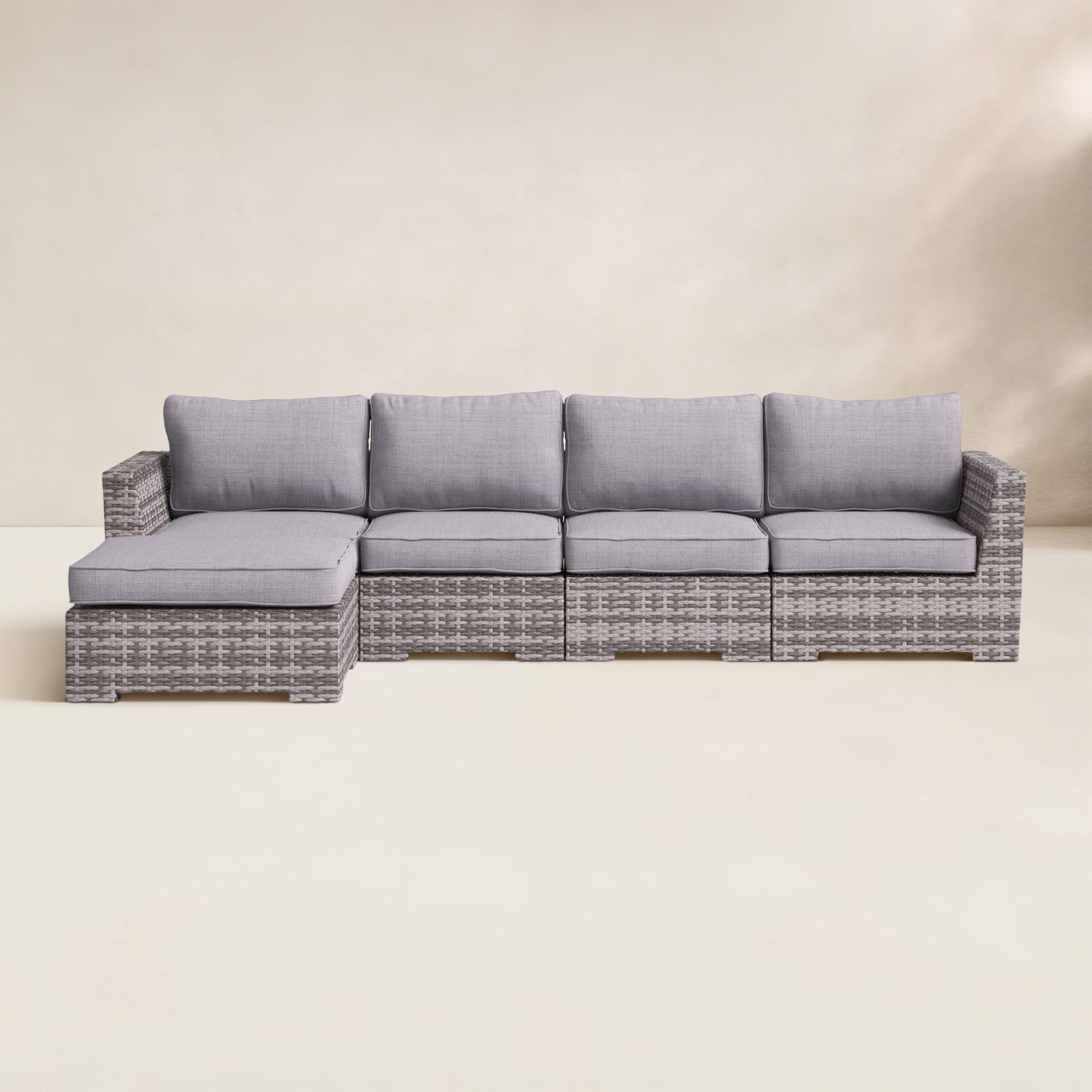 McDougal 122" Patio Sectional, Mixed Gray