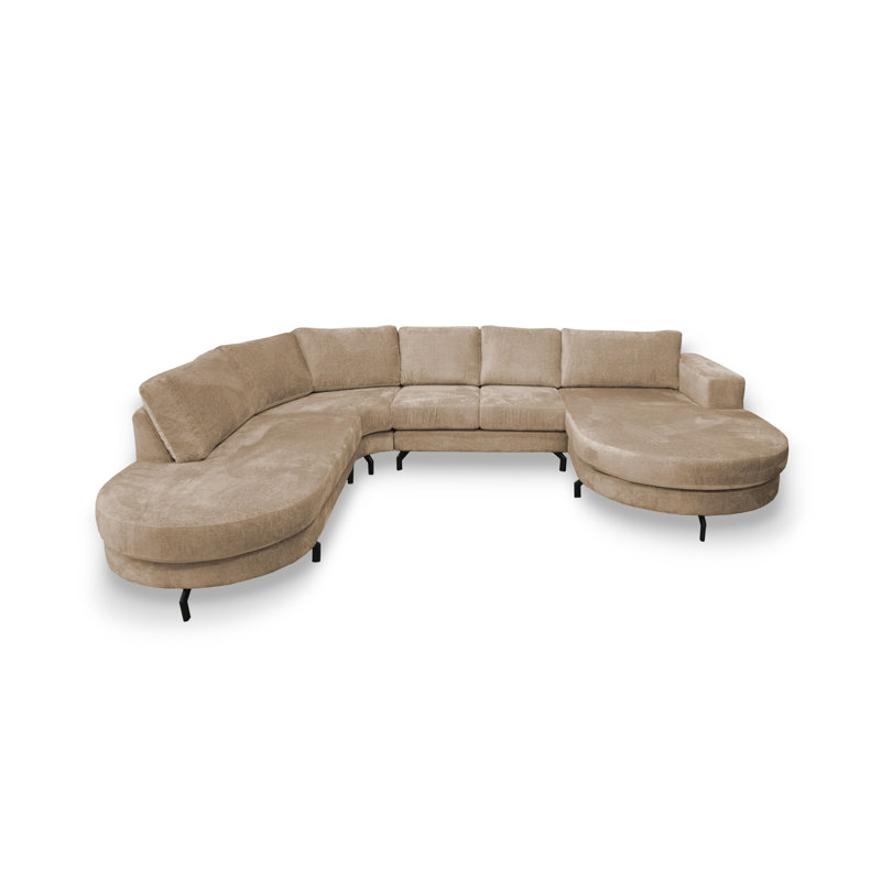 6 Seater Corner Sofa , Beige, Right Hand Facing