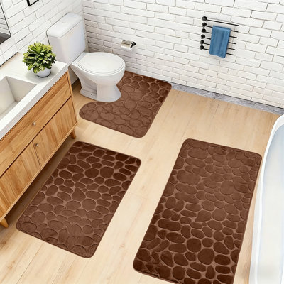 Bathroom Rugs Sets 3 Piece Soft Comfortable Water Absorption Non-Slip Bath Mats 3 Set
