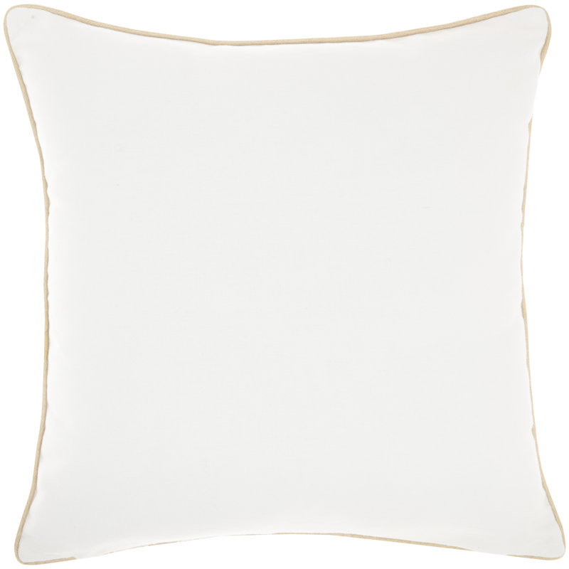 Beige Ombre Embroidered Velvet Square Throw Pillow