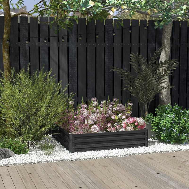 Metal Raised Garden Bed, Brown