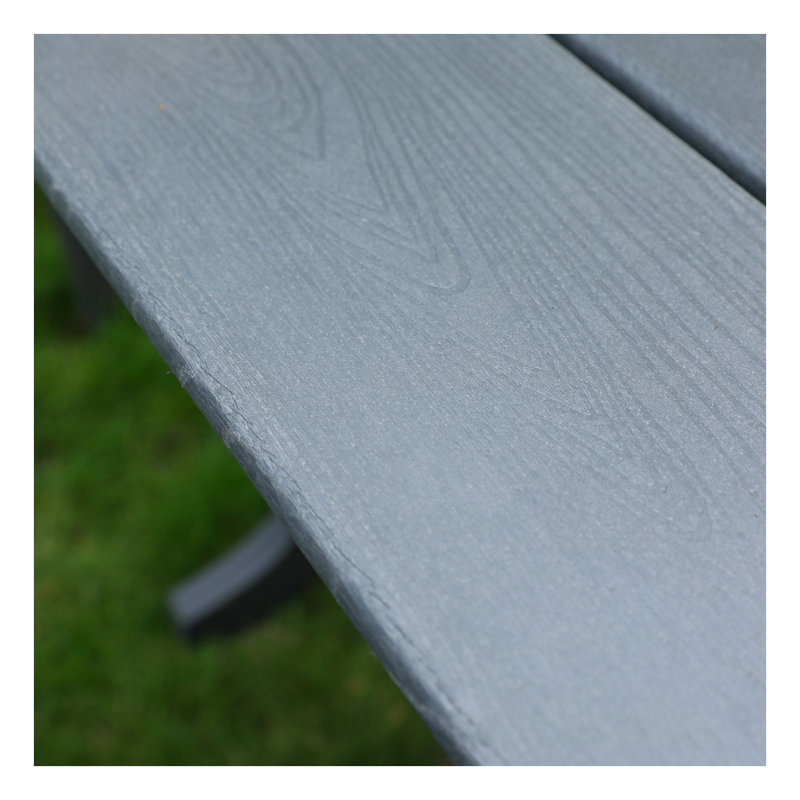 Ensemble de salle à manger de patio carré en PEHD gris avec table et 4 chaises Adirondack