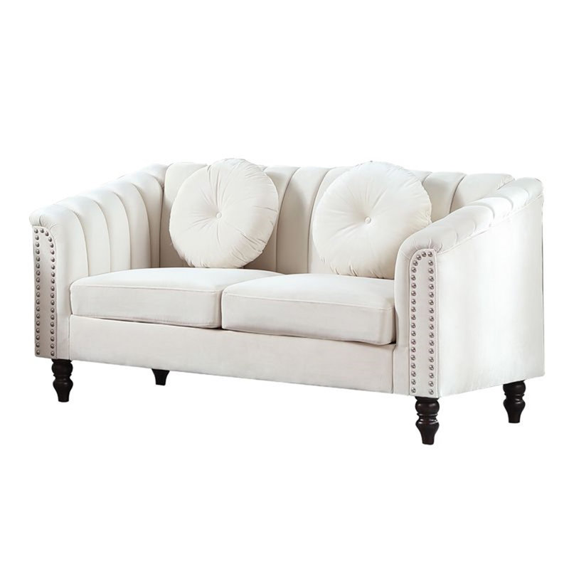 Ensemble de salon Keantae, Causeuse blanche de 60 po