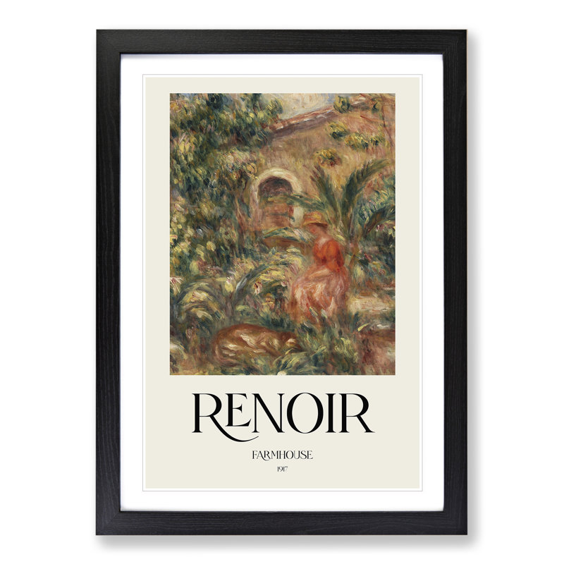Farmhouse Vol.1 by Pierre-Auguste Renoir - Single Picture Frame Print, Black Framed, 65cm H x 48cm W x 2cm D