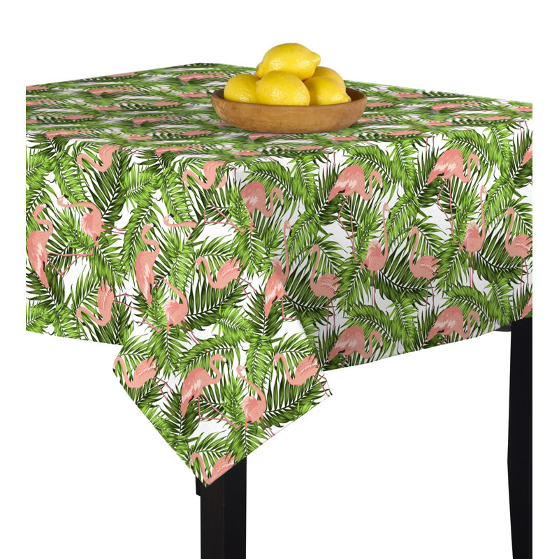 Derlyum Flamingo in Leaves Tablecloth, 60" x 60"