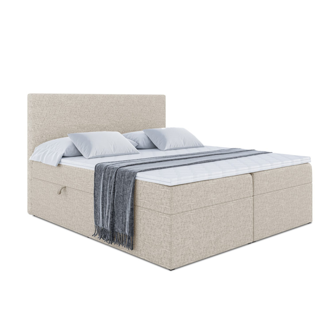 Boxspringbett mit H3 Bonell-Federkernmatratze, Topper und Bettkasten