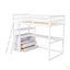 Lit mezzanine simple avec bureau et tablettes, deux tiroirs intégrés