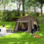 Tente de camping gonflable, tente de glamping pour 2 hommes, kaki et brun
