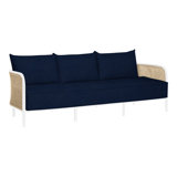 Havana 86" Wide Outdoor Wicker Patio Sofa with Cushions