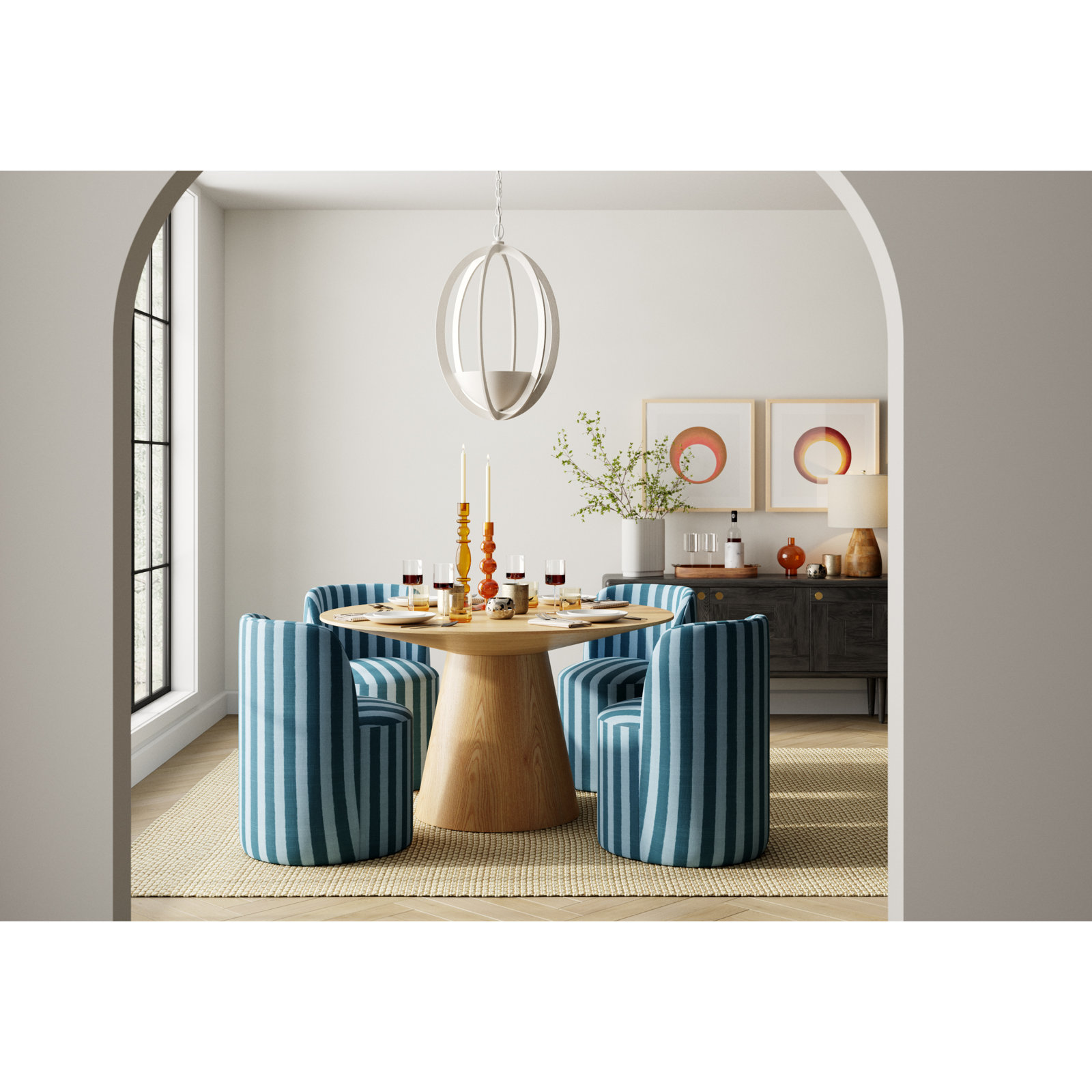 Begonia Dining Chair, Brush Canopy Tonal Blue
