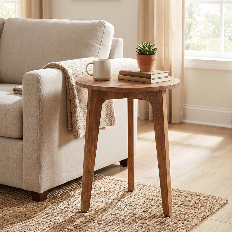 Round End Table, Brown