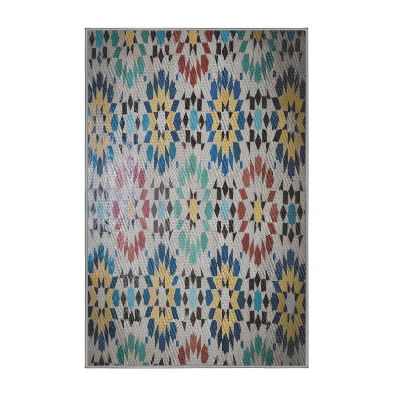 Tapis vert/brun/rouge tissé à la machine, Rectangle 3 pi x 5 pi