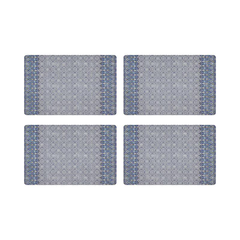 Iznik Pebbles 17.5" Vinyl Placemat, Blue
