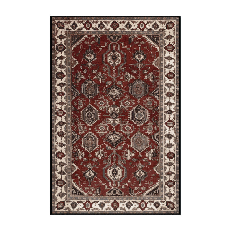 Machine Washable Persian Black Area Rug, Rectangle 2' x 3'