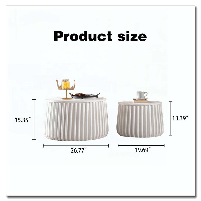 White Round Storage Table Set
