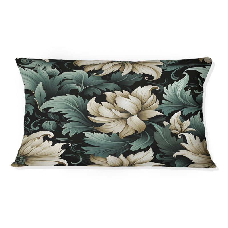 Motif floral vert et beige