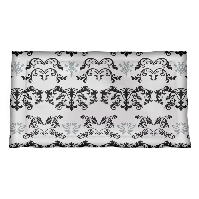 Football Baroque Pattern Pillow Sham, White/Black/Silver, Standard, Polyester