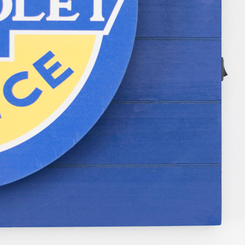 Vintage Chevrolet Super Service Blue and Yellow Metal LED Sign