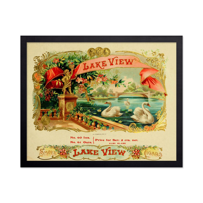 Lake View Swan, Cadre noir, Affiche, H 08 po x l 10 po