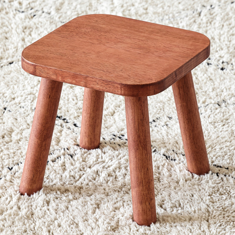 Solid Wood Accent Stool, Red