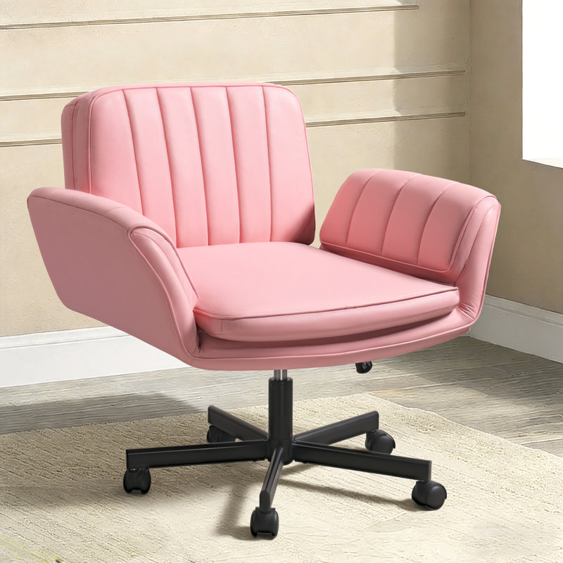 Chaise à pieds croisés avec roues et accoudoirs Criss, Rose