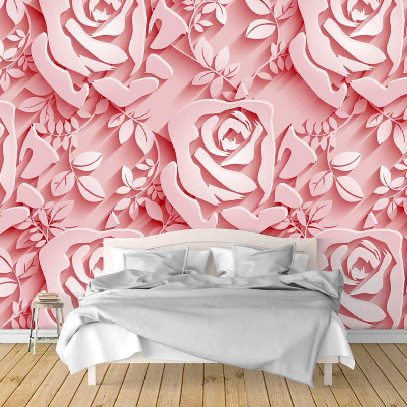Murale lisse L 144 po x l 100 po Minimalist Botanical Lines, L 66 po x l 96 po, Rouge