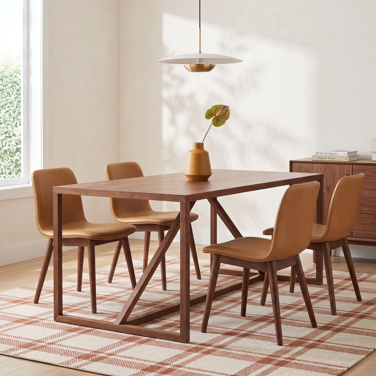 Strut Dining Table, 35" W x 90" L, Walnut, Standard (29" Height)