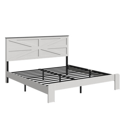 Queen Bed Frame Headboard , Wood Platform Bed Frame , Noise Free,No Box Spring Needed and Easy Assembly Tool,Large Under Bed Storage